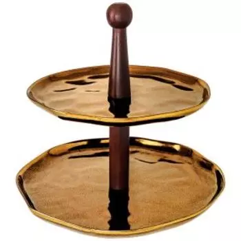 Этажерка 2-х ярусная Бронза, 24.5х24 см, фарфор