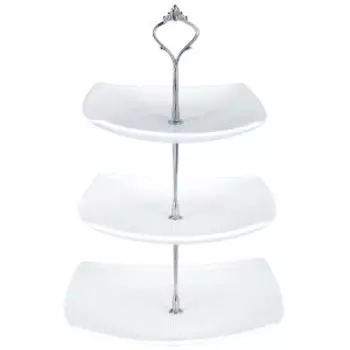 Этажерка 3-х ярусная Lavenir Quadro, 21.5/23.5/28 см, стеклокерамика