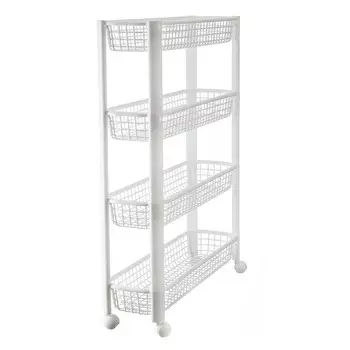 Этажерка IDEA узкая, на колёсах, 4 секции, пластик, белый