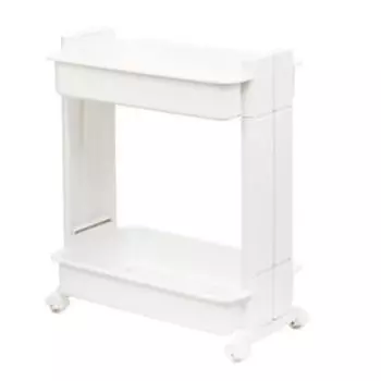 Этажерка на колесах широкая, 2 полки, белый