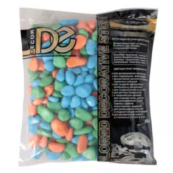 Камни декоративные Decor De Галька цветная, 800 г, 8-12 мм, оранжевый/салатовый/голубой