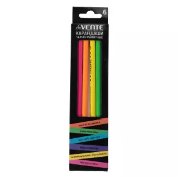 Карандаши чернографитные de VENTE, 6 шт, с ластиком