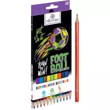 Карандаши цветные Attomex Football, 12 цветов, М, шестигранные