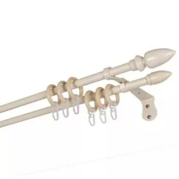 Карниз двухрядный составной Gracia, 250 см, металл/пластик, бежевый