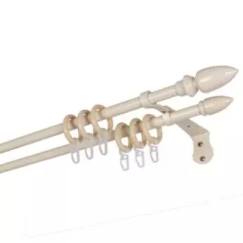 Карниз двухрядный составной Gracia, 300 см, металл/пластик, бежевый