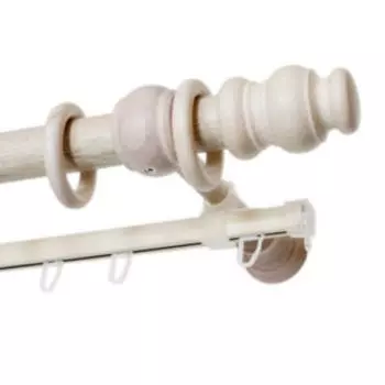 Карниз двухрядный Уют, 200 см, дерево, белый ясень