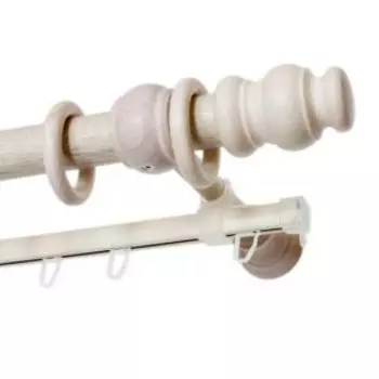 Карниз двухрядный Уют, 250 см, дерево, белый ясень