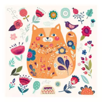 Картина на холсте Сказочная кошка, 40х40 см