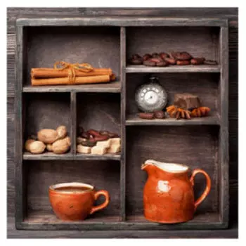 Картина на стекле Кухонная полка, 30х30см