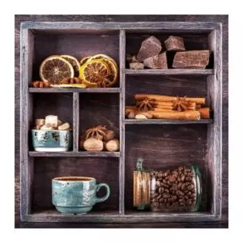 Картина на стекле Полка с кофе, 30х30 см