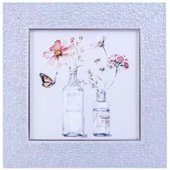 Картина в раме Два букета с бабочкой, 30х30 см