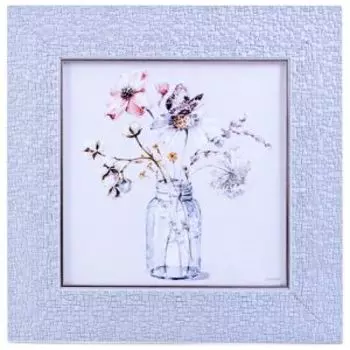 Картина в раме Один букет с бабочкой, 30х30 см