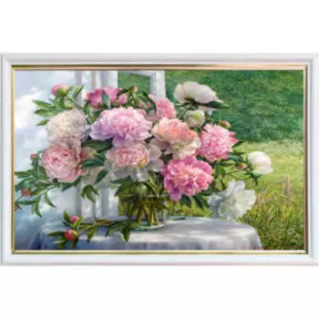 Картина в раме Пионы у окна, 30х20 см