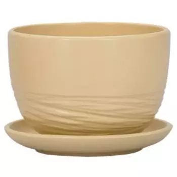 Кашпо цветочное с подставкой, 0.5 л, керамика, слоновая кость