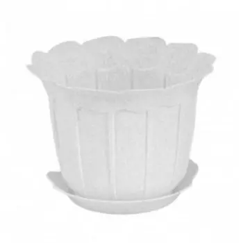 Кашпо-горшок Laura с поддоном, 16 см, 1 л, мрамор, пластик