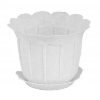 Кашпо-горшок Laura с поддоном, 28 см, 6 л, мрамор, пластик