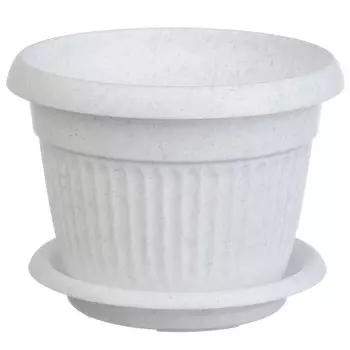 Кашпо Ливия с поддоном, 200 мм, 2,8 л, пластик, мраморный