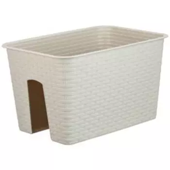 Кашпо на перила Ротанг, 12 л, 40 см, белый, пластик