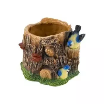 Кашпо Пень с птичками, 16х17 см