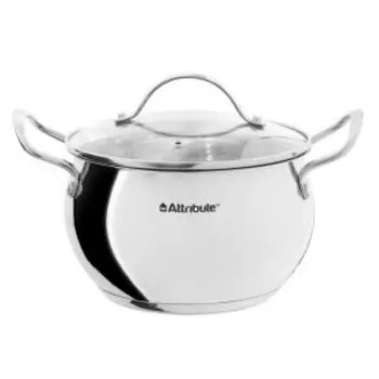 Кастрюля Attribute Optima, 3 л, нерж. сталь/стекло