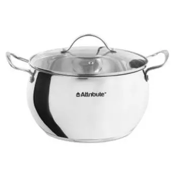 Кастрюля Attribute Optima, 6.5 л, нерж. сталь/стекло
