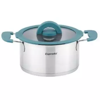 Кастрюля Esprado Morena, 2.4 л, индукция, стеклянная крышка со складной ручкой, нерж. сталь