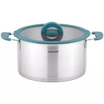 Кастрюля Esprado Morena, 5.7 л, индукция, стеклянная крышка со складной ручкой, нерж. сталь