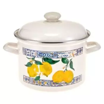 Кастрюля HITT Лимонная мозаика с крышкой, 1.5 л, эмаль
