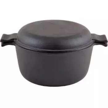 Кастрюля Mallony с крышкой-сковородой, 20 см, 3 л, чугун