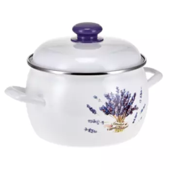 Кастрюля с крышкой HITT Букет лаванды, 3.5 л, эмаль