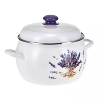Кастрюля с крышкой HITT Букет лаванды, 5 л, эмаль