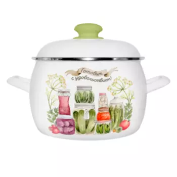 Кастрюля с крышкой HITT Готовим с удовольствием, 2 л, эмаль