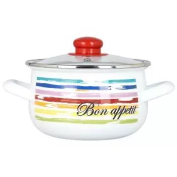 Кастрюля с крышкой Interos Радуга, 2.1 л, индукция, эмаль/сталь
