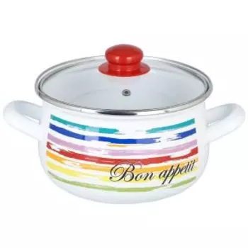 Кастрюля с крышкой Interos Радуга, 3.1 л, индукция, эмаль/сталь