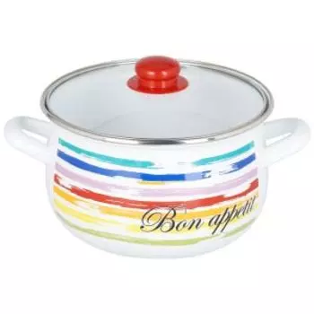Кастрюля с крышкой Interos Радуга, 4 л, индукция, эмаль/сталь