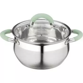 Кастрюля с крышкой Mallony Mentolo, 2.6 л, нерж. сталь, ручки с силиконом