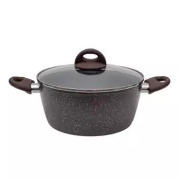 Кастрюля с крышкой MoulinVilla Brownstone, 2.2 л, 5-ти слойное а/п покрытие, индукция, кованый алюминий, коричневый