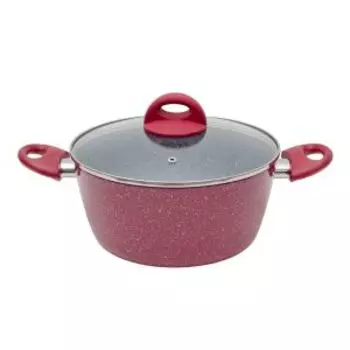 Кастрюля с крышкой MoulinVilla Raspberry, 3.9 л, 5-ти слойное а/п покрытие, индукция, кованый алюминий