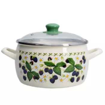 Кастрюля со стеклянной крышкой Metrot Ежевика, 5.7 л, эмаль