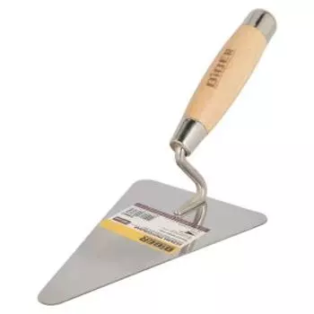 Кельма плиточника треугольная Бибер, 180 мм, нержавеющая сталь, деревянная рукоятка