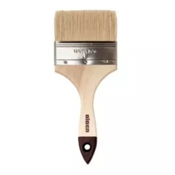 Кисть флейцевая БИБЕР Стандарт, натуральная щетина, деревянная рукоятка, 100мм