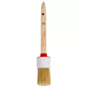 Кисть круглая 40мм №10, натуральная щетина, ручка дерево, пластмассовая оправка