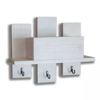 ключница, три крючка с полкой, МДФ, белёный дуб, 24-кБ