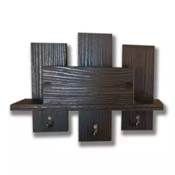 ключница, три крючка с полкой, МДФ, венге, 34-кТ