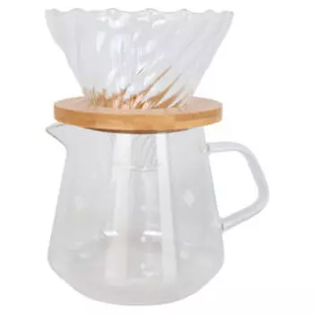 Кофейник с фильтром, 600 мл, стекло/бамбук