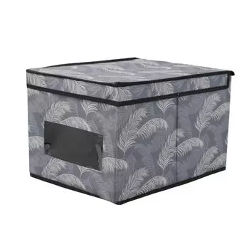 кофр д/хранения ДОМОВОЙ 40х30х25см, складной, с крышкой, с прозрачным окном, нетканый материал, Перышко