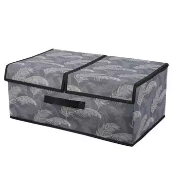 кофр д/хранения ДОМОВОЙ 50х30х20 см, складной, с крышкой, нетканый материал, Перышко