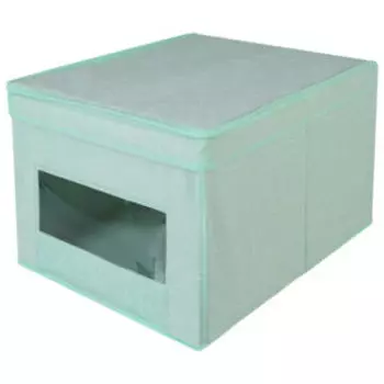 Кофр для хранения Домовой Funny Cats, 40х30х25 см, складной, с крышкой и прозрачным окном, нетканый материал