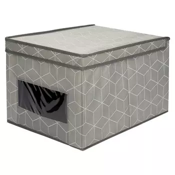 Кофр для хранения Домовой Ромбы, 40х30х25 см, с прозрачным окном, нетканый материал