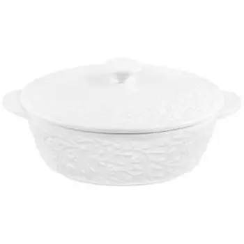 Кокотница Elan Gallery Веточки-цветочки с крышкой, 16х10х8 см, 250 мл, фарфор